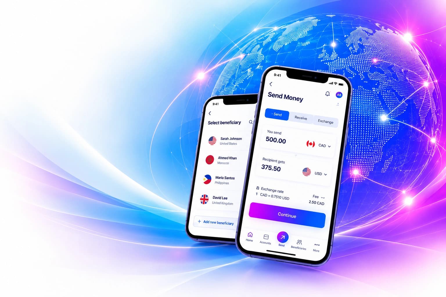Approved REMPIC send-money application mockup
